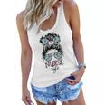 Nurse Life Leopard Messy Bun Hair Healthcare Flower Glasses  Women Flowy Tank