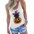 Halloween Cute Black Cat Witch Hat Pumpkin For Kids Girls Women Flowy Tank