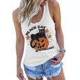 Retro Black Cat Apothecary And Pumpkin Halloween Vintage Women Flowy Tank