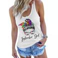 Womens September Girl Wink Eye Woman Face Was Born In September Women Flowy Tank