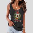 Cute Christmas Pug Mom Dog Lover Paw Merry Xmas Santa Hat Women Flowy Tank