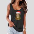 Cute Christmas Sloth Xmas Sloth With Santa Hat Women Flowy Tank