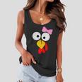 Girl Turkey Face Pink Bow Thanksgiving Day Tshirt Women Flowy Tank