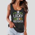 Lucky To Be A Firefighter Funny St Patricks Day Women Flowy Tank