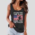 Memorial Day Patriotic Military Veteran American Flag Stand For The Flag Kneel For The Fallen Women Flowy Tank