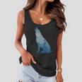 Silhouette Of The Howling Wolf Women Flowy Tank