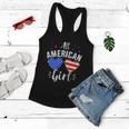 All American 4Th Of July Girl With Sunglasses And Us Flag Women Flowy Tank