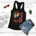 American Christian Cross Patriotic Flag Women Flowy Tank
