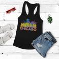 Colorful Chicago Skyline Paint Women Flowy Tank