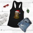 Cute Christmas Sloth Xmas Sloth With Santa Hat Women Flowy Tank