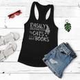Easily Distracted By Cats And Books Funny Book Lover Women Flowy Tank
