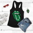 Green Lips Tongue Irish Shamrock St Patricks Day Gift Tshirt Women Flowy Tank