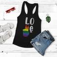 Love Peace Lgbt Gay Pride Lesbian Bisexual Ally Quote Women Flowy Tank