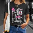 40 Years Old Its My 40Th Cool Gift Birthday Funny Pink Diamond Shoes Gift Unisex T-Shirt Gifts for Her