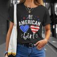 All American 4Th Of July Girl With Sunglasses And Us Flag Unisex T-Shirt Gifts for Her