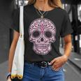 Breast Cancer Sugar Skull Day Of The Dead Dia De Los Muertos Unisex T-Shirt Gifts for Her