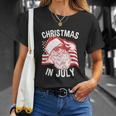 Christmas In July Retro Hipster Funny Santa 4Th Of July Unisex T-Shirt Gifts for Her