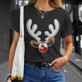Christmas Red Nose Reindeer Face T-Shirt Gifts for Her