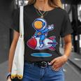 Cute Astronaut On Rocket Cartoon Unisex T-Shirt Gifts for Her