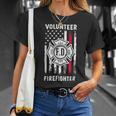 Firefighter Red Line Flag Fireman Wife Mom Volunteer Firefighter Unisex T-Shirt Gifts for Her