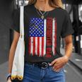 Firefighter Retro American Flag Firefighter Dad Jobs Fathers Day Unisex T-Shirt Gifts for Her