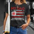 Firefighter Retro My Dad Has Your Back Proud Firefighter Son Us Flag V2 Unisex T-Shirt Gifts for Her