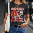 Firefighter This Little Firefighter Is 9 Years Old 9Th Birthday Kid Boy Unisex T-Shirt Gifts for Her