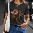 Funny Chocolate Lab American Flag Dog 4Th Of July Unisex T-Shirt Gifts for Her