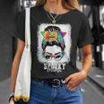 Halloween Rainbow Messy Bun Spooky Mama Unisex T-Shirt Gifts for Her