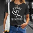 Heart In September We Wear Red Blood Cancer Awareness Ribbon Unisex T-Shirt Gifts for Her
