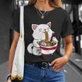Kawaii Cat Eating Ramen Noodles Japanese Food Anime T-Shirt Gifts for Her