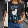 Kids Cat Just A Boy Who Loves Cats Gift For Cat Lovers Unisex T-Shirt Gifts for Her