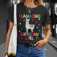 Llama Birthday Party Llamazing Gift Girl Rainbow Hearts Gift Unisex T-Shirt Gifts for Her