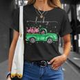 Lucky Flamingo Riding Green Truck Shamrock St Patricks Day T-shirt Gifts for Her