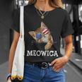 Meowica American Flag Cool Joke Cat Sunglusses 4Th Of July Unisex T-Shirt Gifts for Her