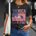 Merica Flamingo Usa Flag 4Th Of July Flock Yeah Graphic Plus Size Shirt Unisex T-Shirt Gifts for Her