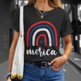 Merica Rainbows 4Th Of July Usa Flag Plus Size Graphic Tee For Men Women Family Unisex T-Shirt Gifts for Her
