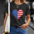 Patriotic American Flag Heart For 4Th Of July Girl Unisex T-Shirt Gifts for Her