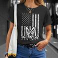 Patriotic German Shepherd American Flag Dog Lover Gift Cool Gift Unisex T-Shirt Gifts for Her