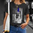 Patriotic German Shepherd Dog American Flag Thin Blue Line Gift Unisex T-Shirt Gifts for Her