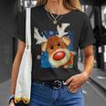 Rudolph Red Nose - Reindeer Closeup Christmas Tshirt Unisex T-Shirt Gifts for Her
