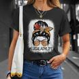 Thanksgiving Lunch Lady Life Messy Bun Glasses Bleach T-shirt Gifts for Her