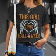 This Girl Loves Halloween Pumpkin Witch Hat Halloween Quote Unisex T-Shirt Gifts for Her