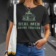 Trucker Trucker Real Drive Trucks Funny Vintage Truck Driver Unisex T-Shirt Gifts for Her