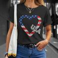 Usa Flag Patriotic American Hearts Armed Forces 4Th Of July Unisex T-Shirt Gifts for Her