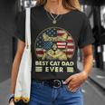 Vintage Best Cat Dad Ever American Flag Us Funny Fathers Day Unisex T-Shirt Gifts for Her