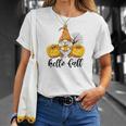 Hello Fall Pumpkin Gnomes Gift Season Men Women T-shirt Graphic Print Casual Unisex Tee