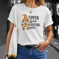 Pumpkin Spice Everything Nice Yellow Hat Gnomes Fall Men Women T-shirt Graphic Print Casual Unisex Tee