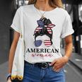 All American Girl Messy Bun Flag 4Th Of July Sunglasses Unisex T-Shirt Gifts for Her
