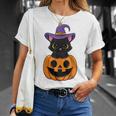 Halloween Cute Black Cat Witch Hat Pumpkin For Kids Girls Unisex T-Shirt Gifts for Her